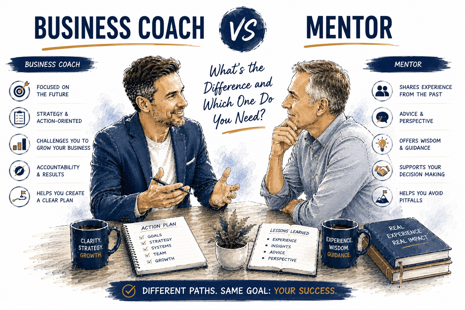 Business Coach vs Mentor - What’s the Difference and Which One Do You Need?