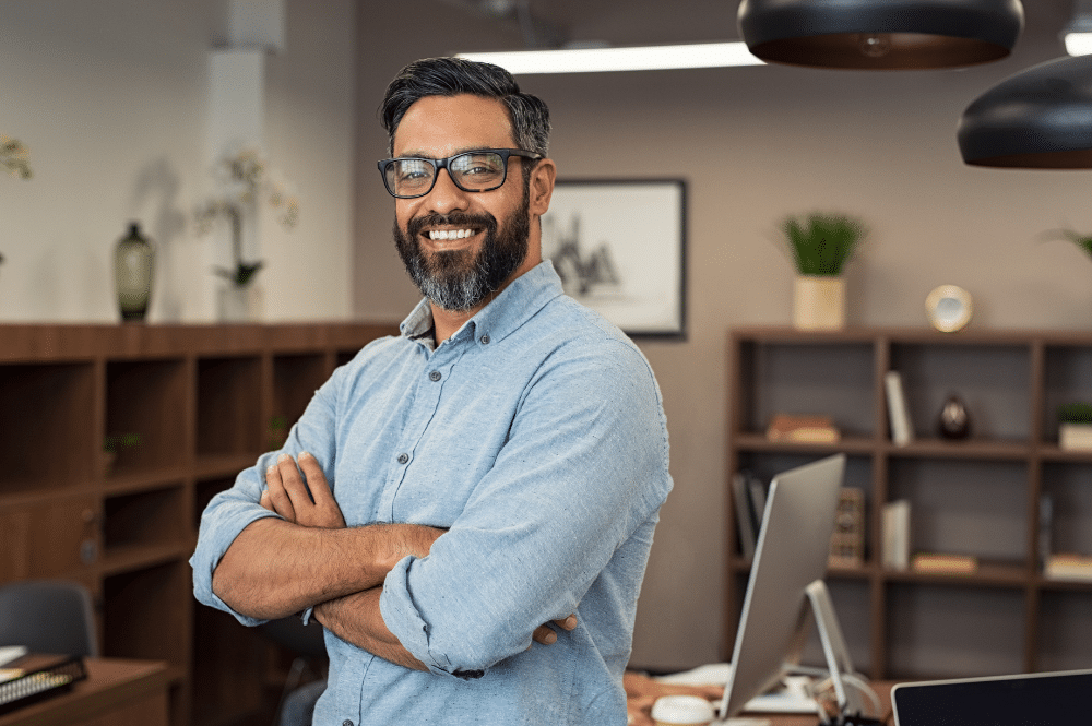 man standing in office